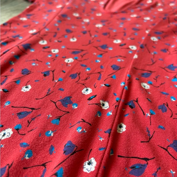 Free People Women’s XS Caroline Coral Red Floral Print Midi Dress - Picture 12 of 14